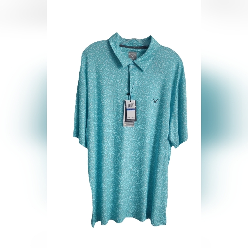 NWT Callaway Opti Dry golf polo, men's XL, blue, design - patter